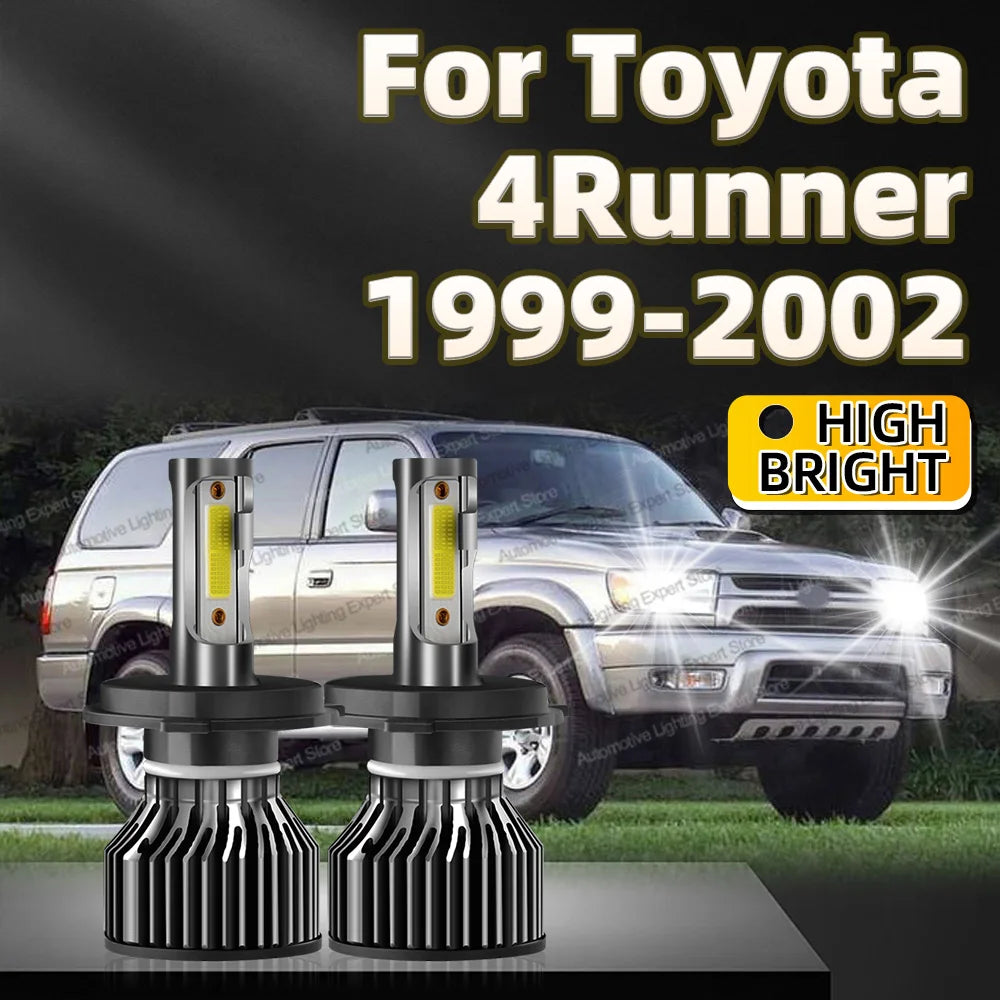 Car Headlight H4 LED Bulb 30000LM Turbo Lamp 12V COB Chip Fan Cooling For Toyota 4Runner 1999 2000 2001 2002 HiLo Beam 6000K