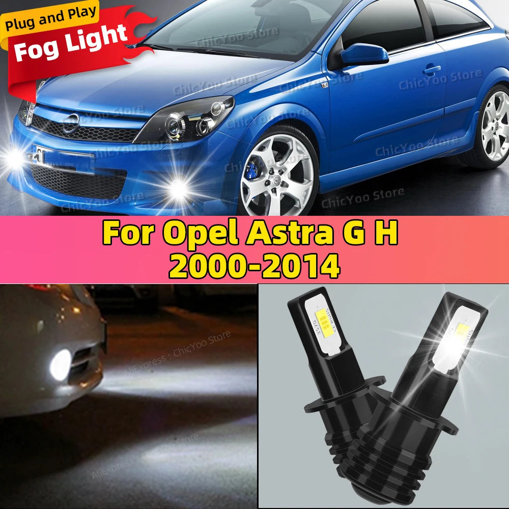 2PCS Car LED Fog Light Lamp Bulb For Opel Astra G H 2000-2014 2007 2008 2009 2010 2011 2012 2013 Replace Bulbs Accessories White