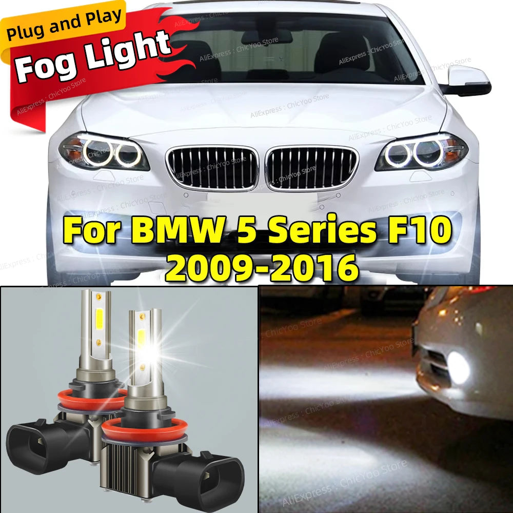 2Pcs 6000K LED Fog Lamp Car Bulbs Canbus Front Fog Light For BMW 5 Series F10 2009 - 2016 2010 2011 2012 2013 2014 2015
