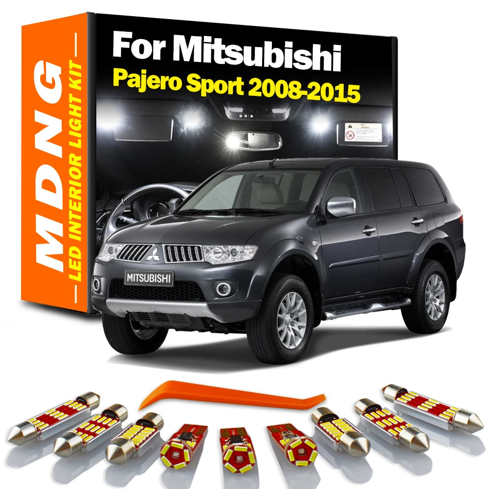 MDNG 17Pcs Car Bulbs LED Interior Dome Light Kit For Mitsubishi Pajero Montero Sport MK2 2008 2009 2010 2011 2012 2013 2014 2015