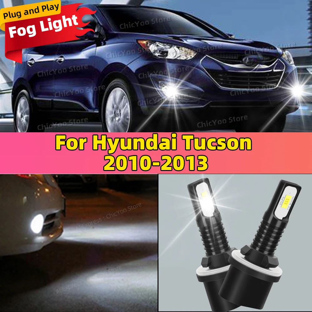 2pcs Led Canbus No Error Car Bulb High Power White Fog Light For Hyundai Tucson 2010 2011 2012 2013 6000K Plug and Play