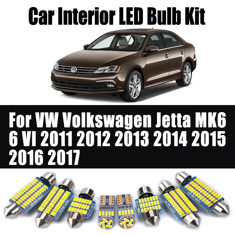 13Pcs LED Interior Map Reading Footwell Light For VW Volkswagen Jetta MK6 6 VI 2011 2012 2013 2014 2015 2016 2017 Car Bulbs Set