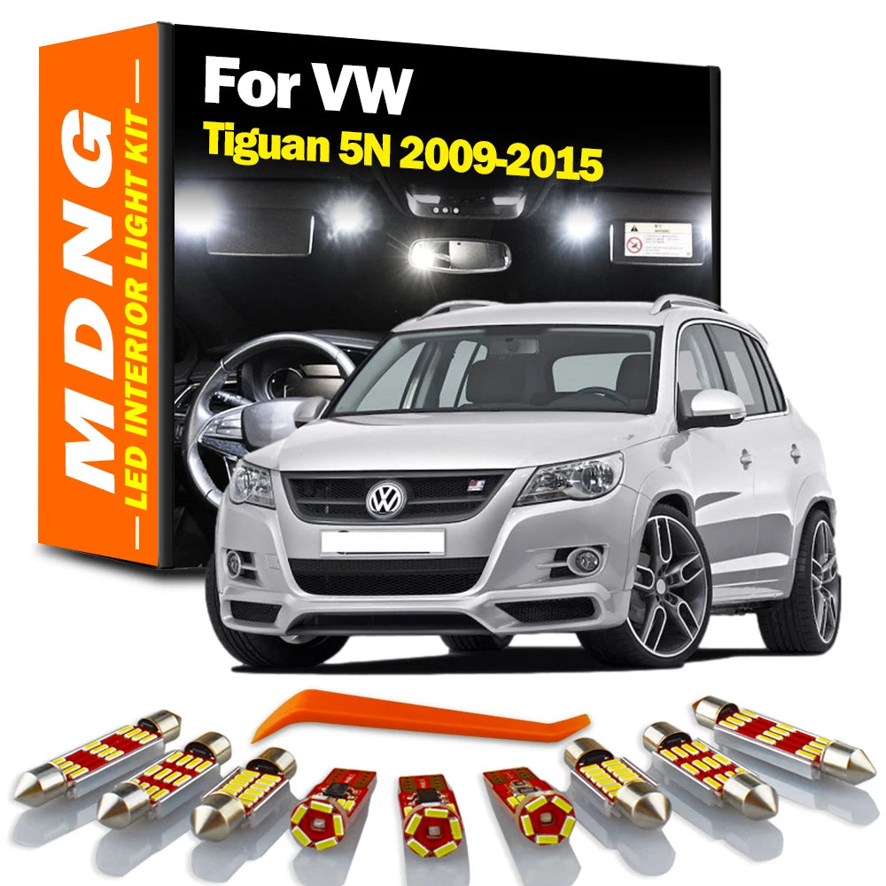 MDNG 14Pcs For Volkswagen VW Tiguan 5N 2009-2015 Vehicle LED Interior Dome Map Trunk Light Kit Car Led Bulbs Canbus No Error