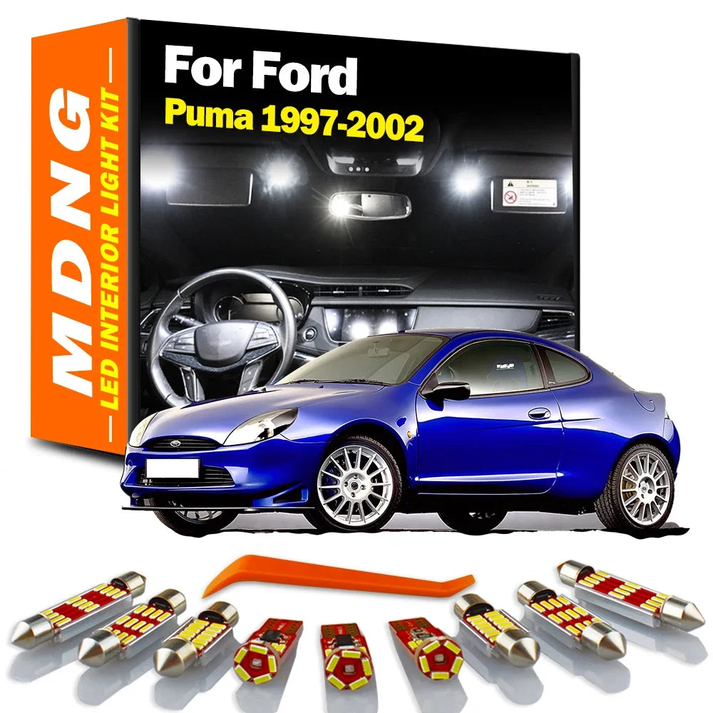 MDNG 8Pcs Canbus For Ford Puma 1997 1998 1999 2000 2001 2002 Car Accessories LED Interior Map Dome Light Number Plate Bulbs Kit