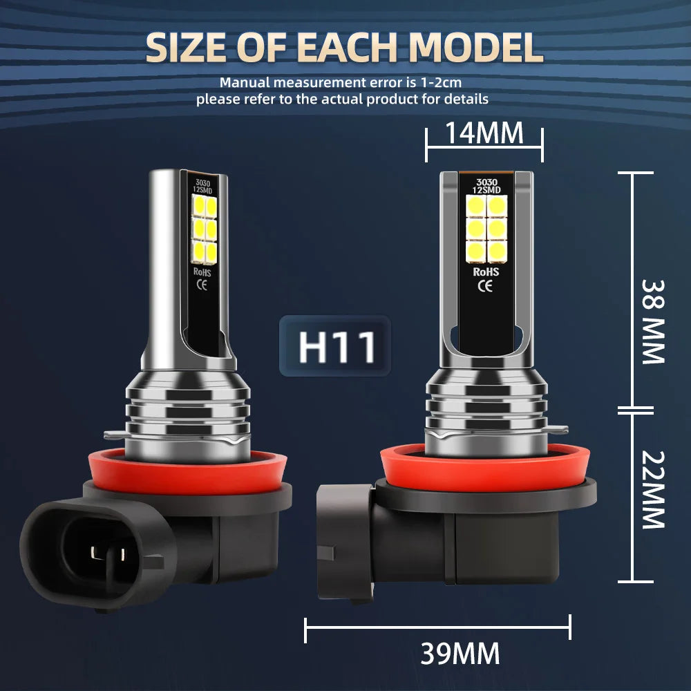 Roadsun 2/4x For Ford Mustang 2005 2006 2007 2008 2009 2010 2011 2012 LED Headlight Bulbs 160W Auto Headlamps 6000K Fog Lampada