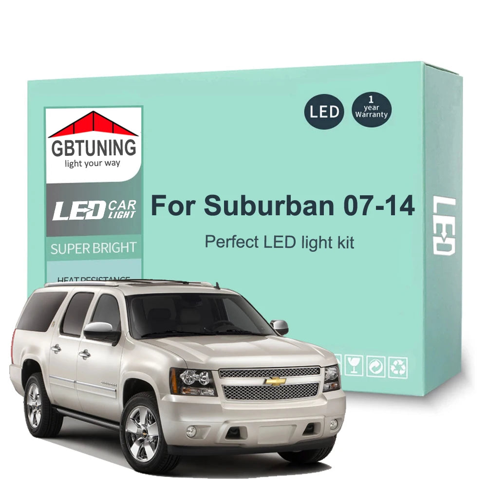 15Pcs Canbus LED Interior Light Bulb Kit For Chevrolet Chevy Suburban 2007 2008 2009 2010 2011 2012 2013 2014 Cars Accessories