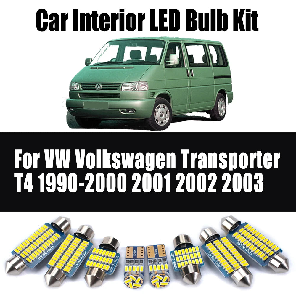 14Pcs For VW Volkswagen Transporter T4 1990-2000 2001 2002 2003 Canbus LED Interior Reading Door Dome Light Car Trunk Bulbs Kit