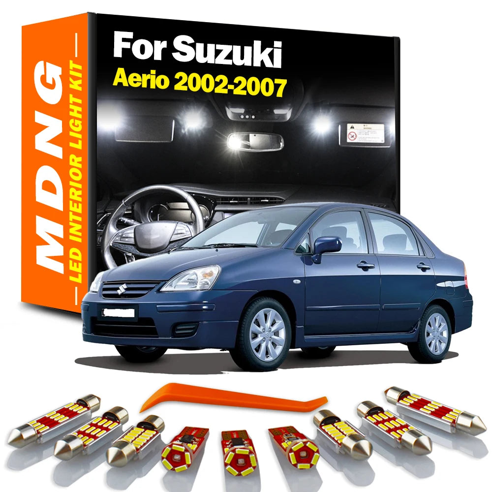 MDNG 10Pcs Canbus LED Interior Map Dome Trunk Light Kit For Suzuki Aerio 2002 2003 2004 2005 2006 2007 Car Led Bulbs No Error