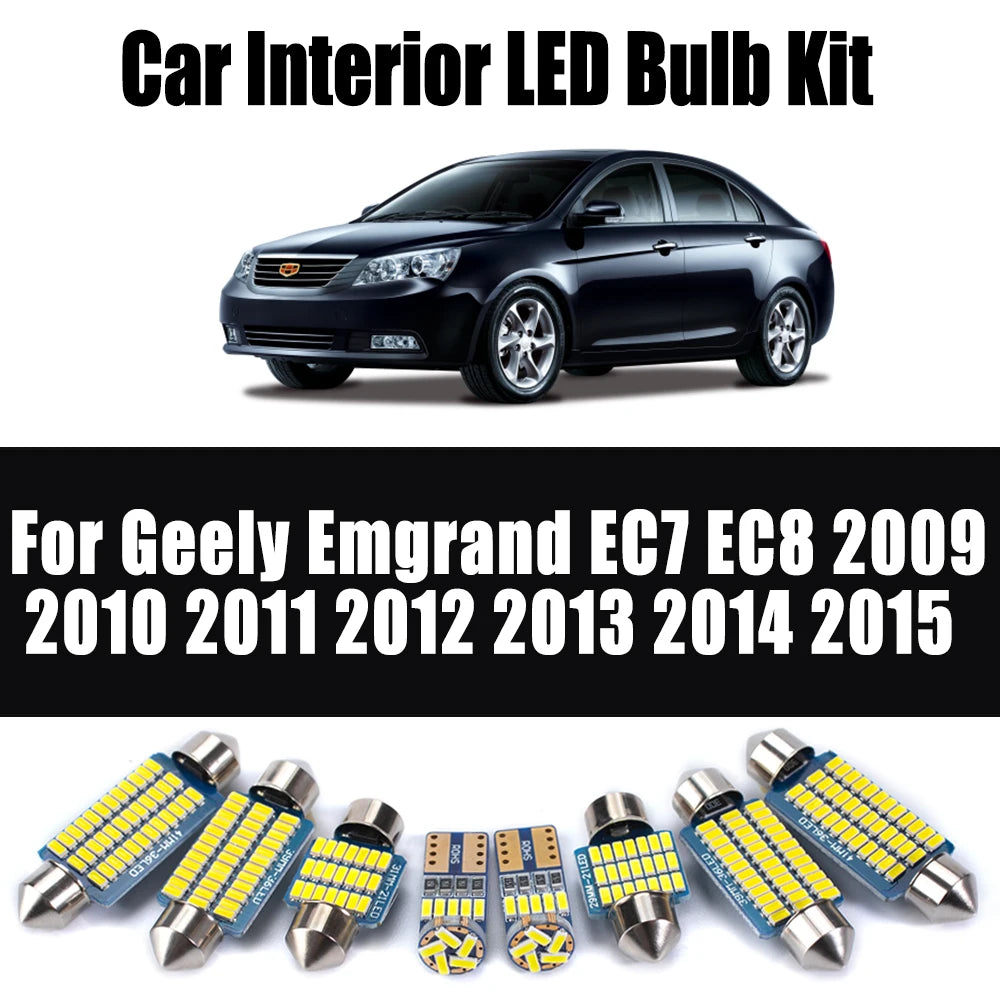7Pcs Canbus Car LED Interior Map Luggage Light Reading Bulbs Kit For Geely Emgrand EC7 EC8 2009 2010 2011 2012 2013 2014 2015