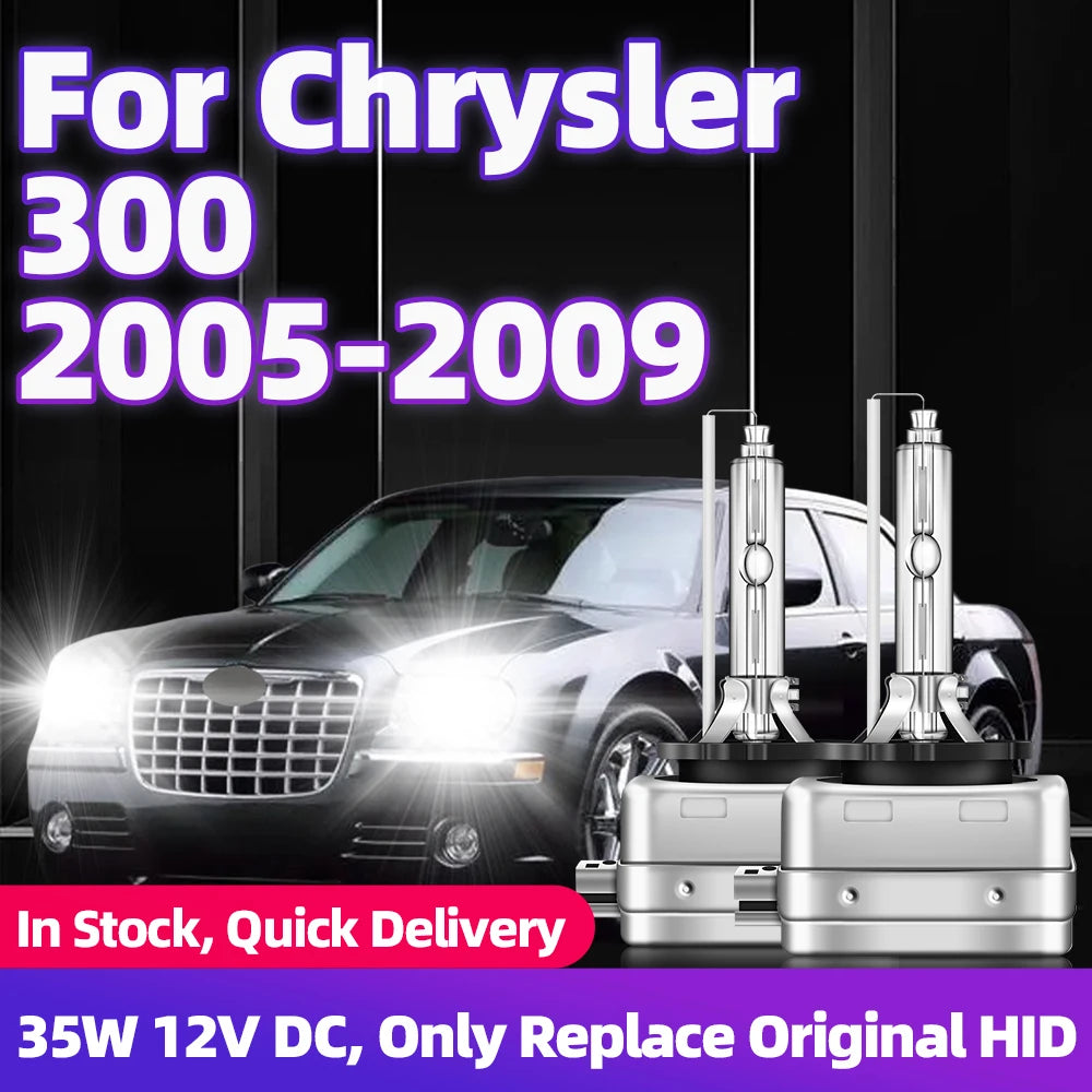 2x For Chrysler 300 2005 2006 2007 2008 2009 DC 12V 35W HID Bulbs Xenon Car Headlights D1S Xenon Lamp Auto Light 6000K 8000K