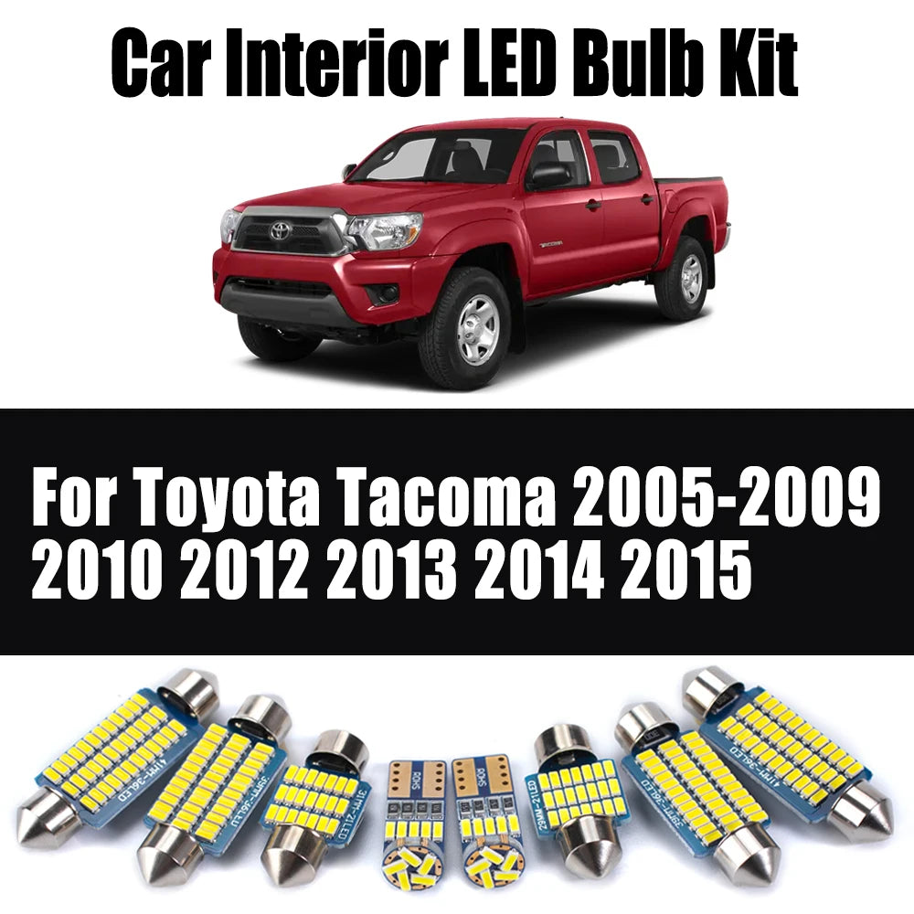 8Pcs LED Interior Dome Map Trunk Light Kit For Toyota Tacoma 2005-2008 2009 2010 2012 2013 2014 2015 Canbus Car Ceiling Bulbs