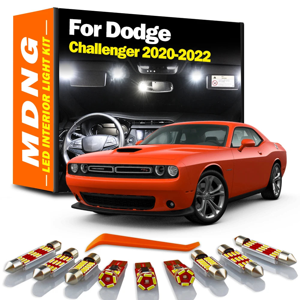 MDNG 13Pcs Canbus For Dodge Challenger 2020 2021 2022 LED Bulbs Interior Door Map Dome Reading Trunk Light Kit Car Accessories