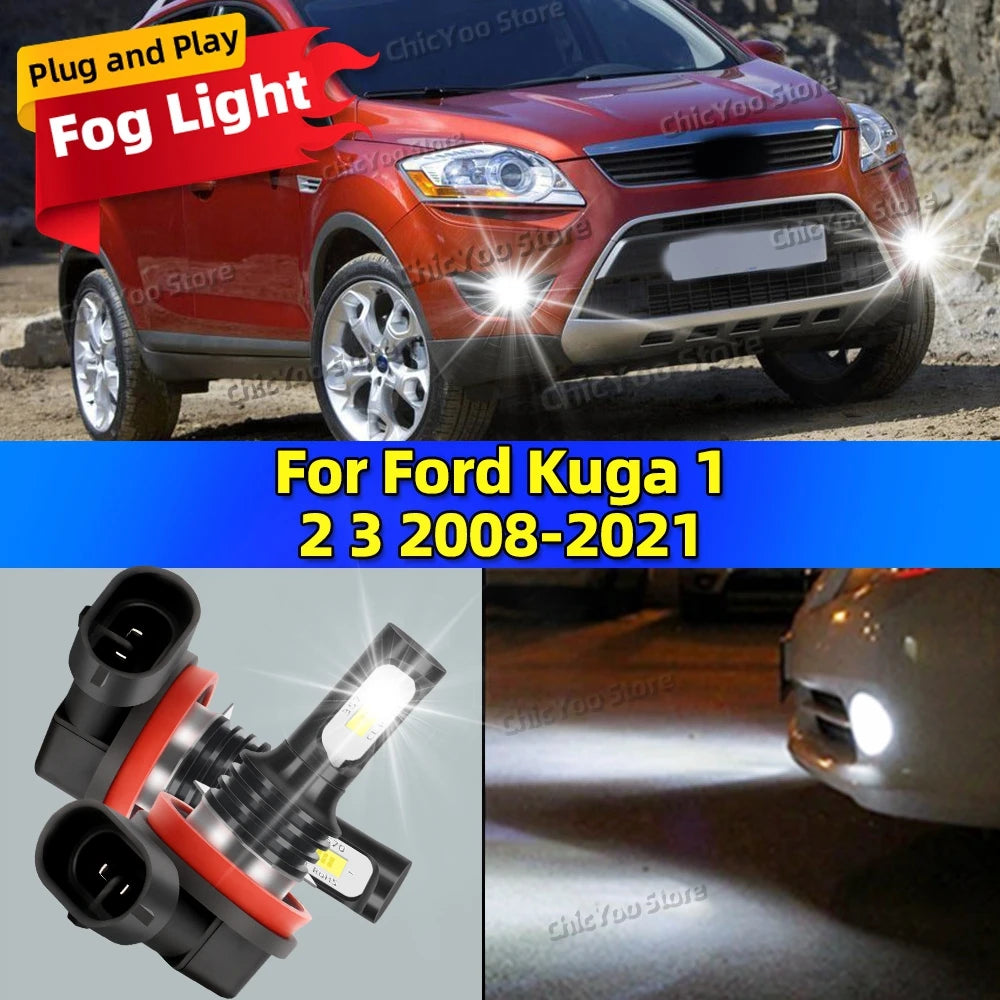 LED Car Fog Light Bulbs LampFor Ford Kuga 1 2 3 2008-2021 2009 2010 2011 2012 2013 2014 2015 20000LM Ultra Bright Plug and Play
