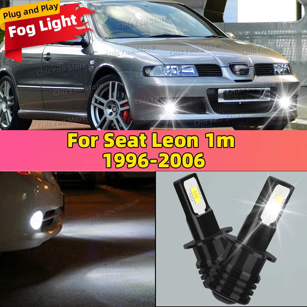 2PCS Car LED Fog Light Lamp Bulb For Seat Leon 1m 1996-2006 2000 2001 2002 2003 2004 2005 Replace Bulbs Accessories White