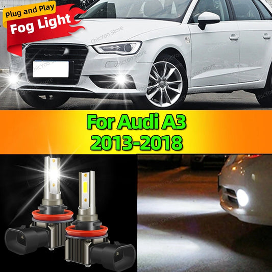 2Pcs LED Car Front Fog Light Lamps 6000K Bulb For Audi A3 Hatchback 2013 2014 2015 2016 2017 2018 Canbus Plug and Play