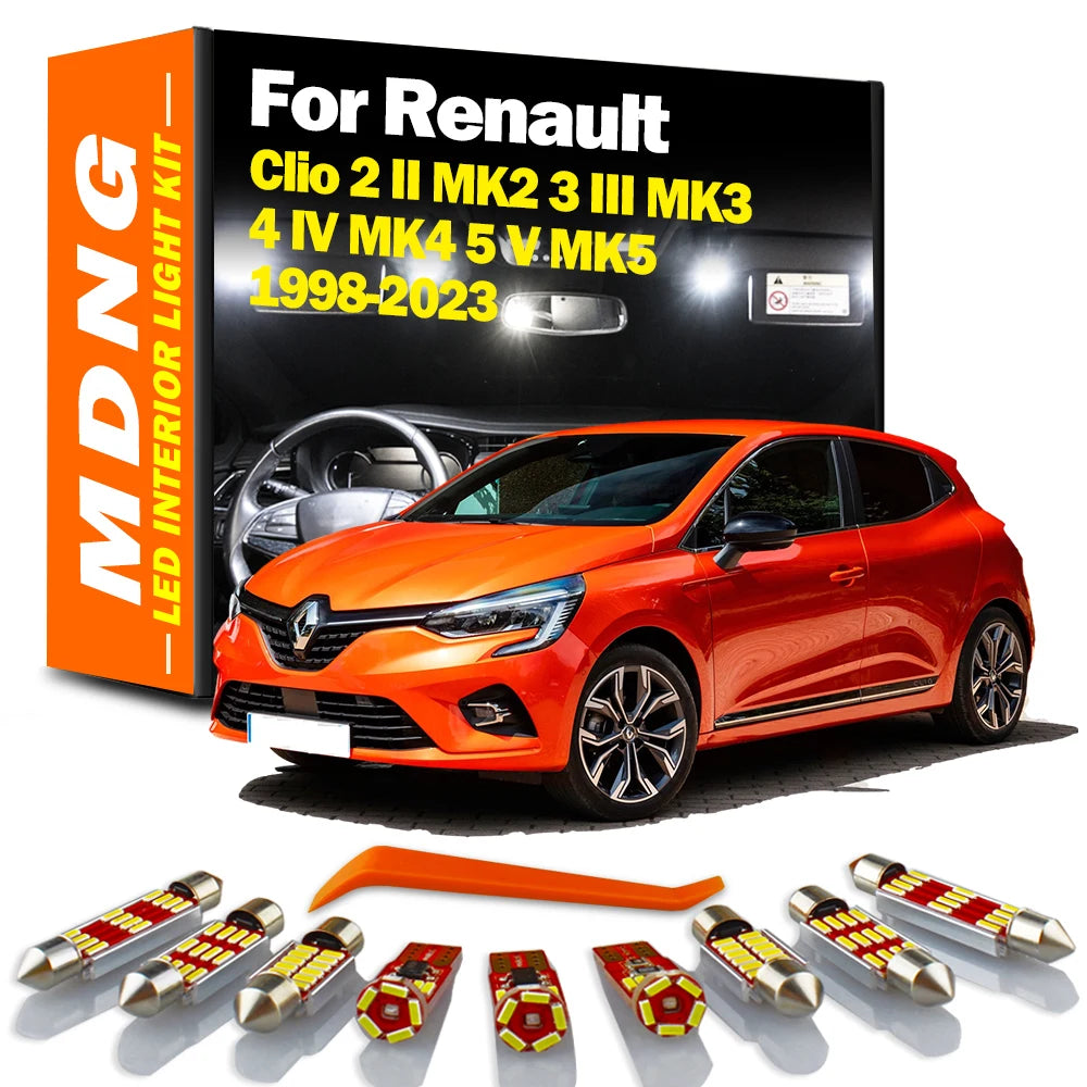 Canbus For Renault Clio 2 II MK2 3 III MK3 4 IV MK4 5 V MK5 1998- 2023 LED Interior Map Dome Trunk Light Kit Car Reading Bulb