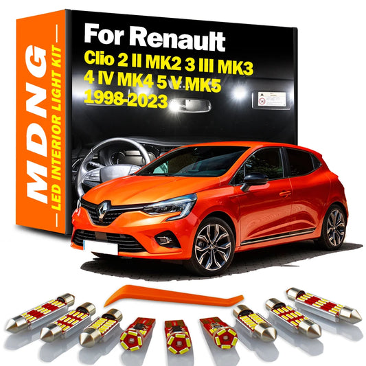 Canbus For Renault Clio 2 II MK2 3 III MK3 4 IV MK4 5 V MK5 1998- 2023 LED Interior Map Dome Trunk Light Kit Car Reading Bulb
