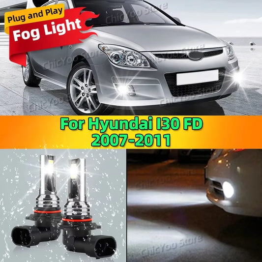 2Pcs LED Front Fog Light Car Bulb 6000K Canbus Lamp 80W For Hyundai I30 FD 2007 2008 2009 2010 2011 Plug and Play