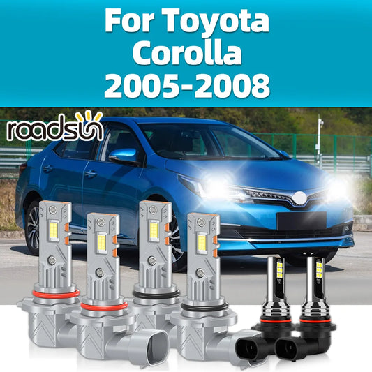 2/6Pcs LED Auto Bulbs For Toyota Corolla 2005 2006 2007 2008 Car Front Headlights 30000LM Headlamps 6000K White LED Fog Lights