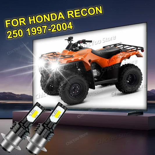 2PCS White LED Motorcylce Headlight Bulbs 6000K Kit For Honda Recon 250 1997 1998 1999 2000 2001 2002 2003 2004