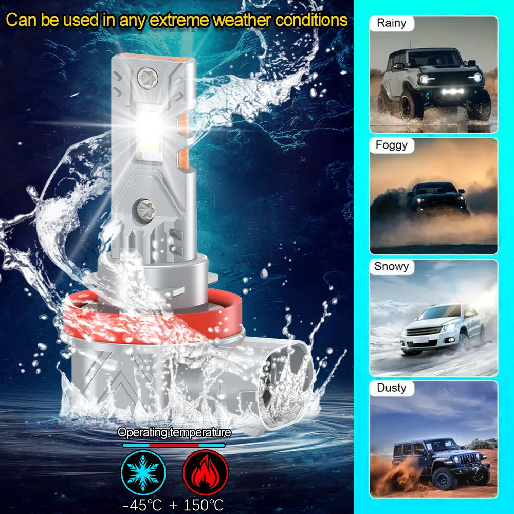2/4Pcs LED Bulb Headlight Wireless 25000LM Car Headlamp Auto Lamp For Nissan QASHQAI II J11 J11 2017 2018 2019 2020 2021