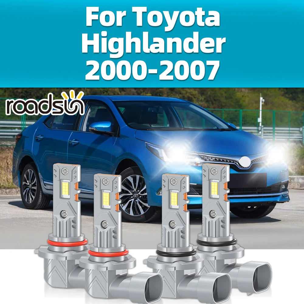 2/4Pcs LED Headlight Bulbs 30000LM For Toyota Highlander 2000 2001 2002 2003 2004 2005 2006 2007 Car Front CSP Headlamps 6000K