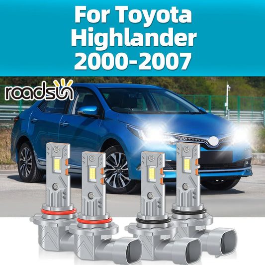 2/4Pcs LED Headlight Bulbs 30000LM For Toyota Highlander 2000 2001 2002 2003 2004 2005 2006 2007 Car Front CSP Headlamps 6000K