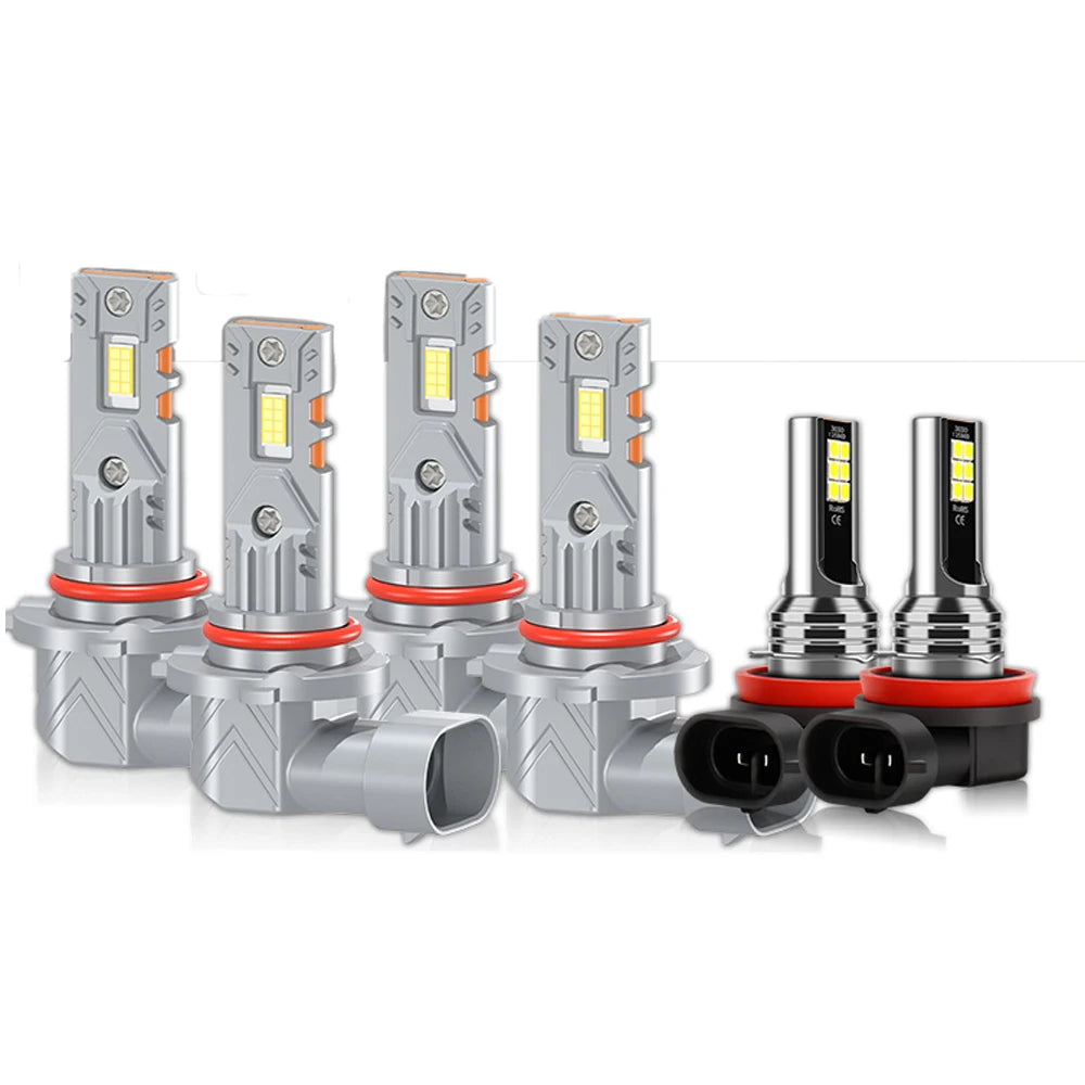 2/6Pcs LED Bulbs For Toyota RAV4 2013 2014 2015 Car High Low Beam Headlight 30000LM Headlamps 6000K CSP LED Chips Fog Lights 12V
