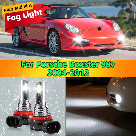 2Pcs 6000K LED Lamp Car Front Fog Light Accessories For Porsche Boxster 987 2004 2005 2006 2007 2008 2009 2010 2011 2012