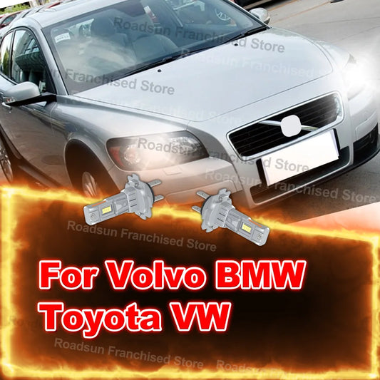 2x High Low Beam Lamp Bulbs 30000LM Plug and Play For Volvo BMW Toyota VW (Only Fits for Car with Original Halogen)