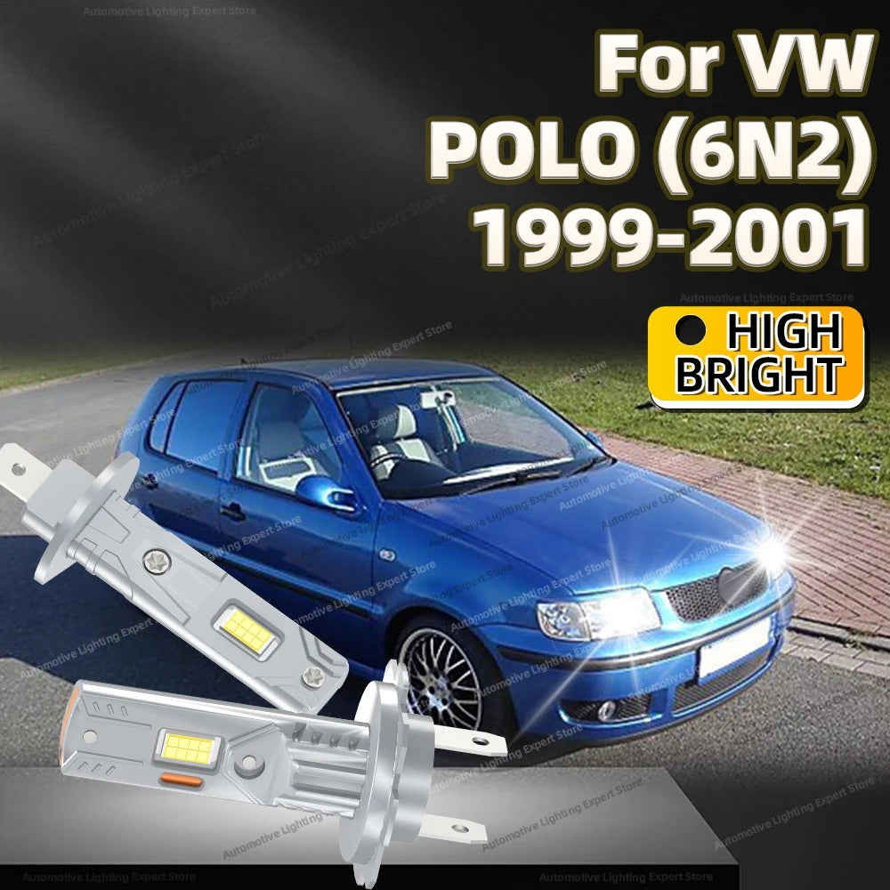 2/4Pcs 6000K Super Bright LED Headlight Bulb Kit Driving Light High Low Beam For VW Volkswagen POLO 6N2 1999 2000 2001