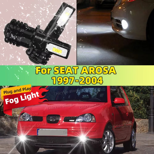 2Pcs H3 LED Bulb Fog Light 6000K White 20000LM Super Bright For SEAT AROSA 1997 1998 1999 2000 2001 2002 2003 2004