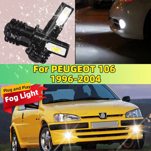 2Pcs H3 LED Bulb Car Fog Light 6000K White 20000LM Super Bright For PEUGEOT 106 1996-2004 1999 2000 2001 2002 2003