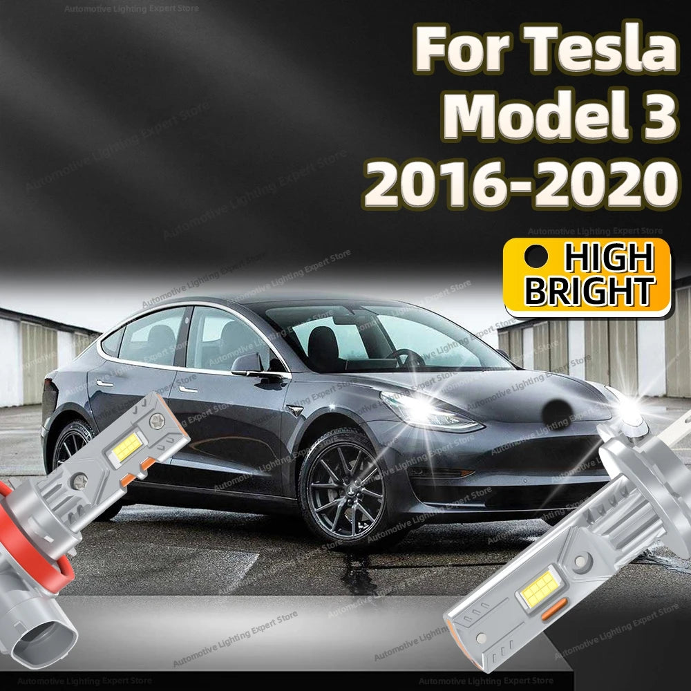 2/4Pcs 6000K LED Bulb Headlight Wireless 25000LM Car Headlamp Auto Lamp For Tesla Model 3 2016 2017 2018 2019 2020