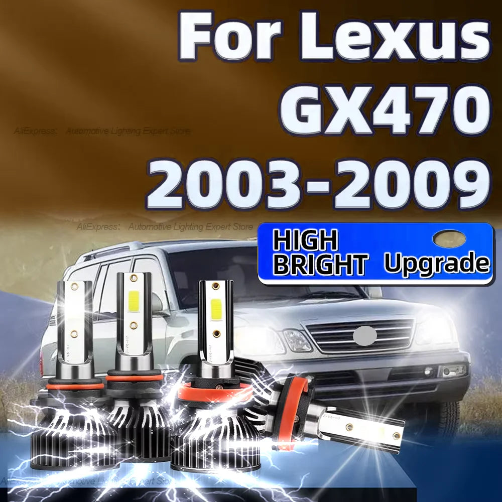 2/4Pcs LED Headlight 50000LM Turbo Lamp H11 HB3 6000K Car Lights with Fan For Lexus GX470 2003 2004 2005 2006 2007 2008 2009
