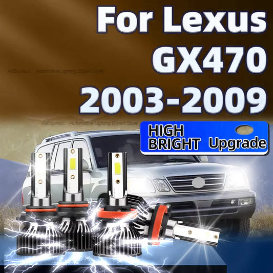 2/4Pcs LED Headlight 50000LM Turbo Lamp H11 HB3 6000K Car Lights with Fan For Lexus GX470 2003 2004 2005 2006 2007 2008 2009