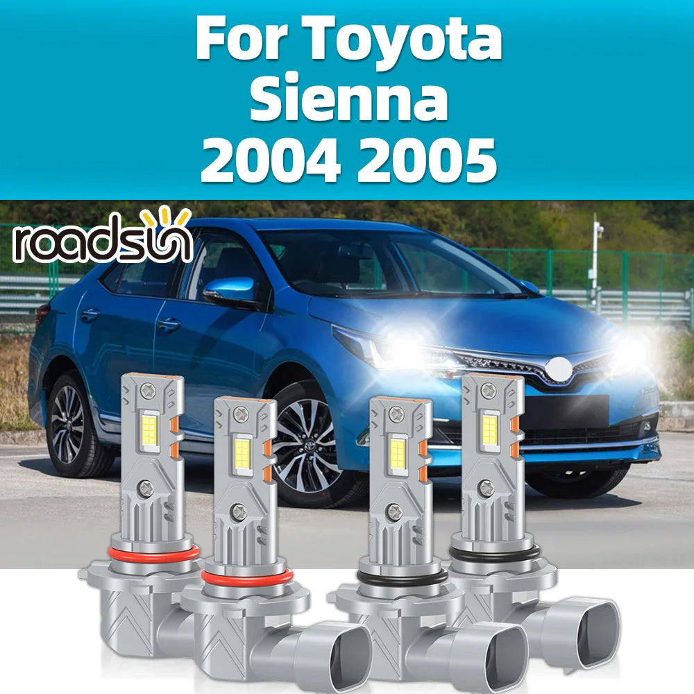 2/4Pcs LED Headlight Bulbs For Toyota Sienna 2004 2005 - Replace 30000LM 6000K High Low Beam Headlamps 6000K Auto Lamps 12V