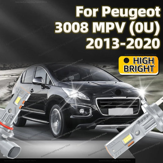 2/4Pcs LED Bulb Headlight 25000LM Car Headlamp Auto Lamp For Peugeot 3008 MPV 0U 2013-2020 2014 2015 2016 2017 2018 2019