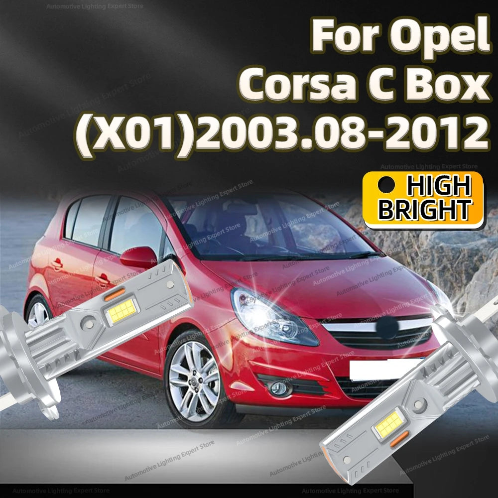 2/4Pcs LED Bulb Headlight Wireless 25000LM Car Headlamp Auto Lamp For Opel Corsa C Box X01 2003-2012 2006 2007 2008 2009 2010