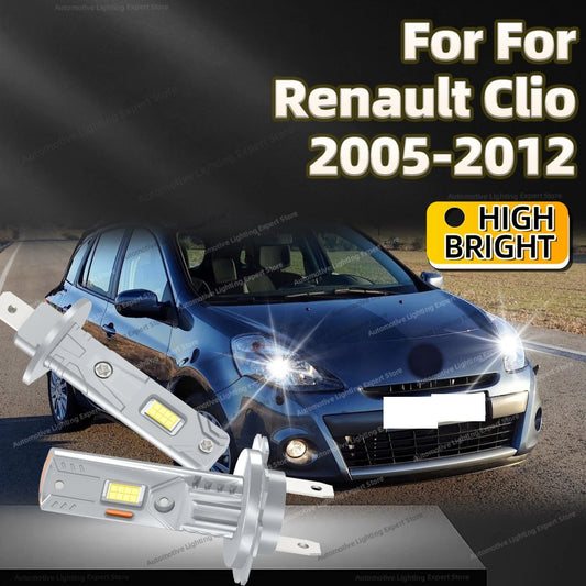 2/4Pcs LED Bulb Headlight Wireless 25000LM Mini Car Headlamp Auto Lamp For Renault Clio 2005-2012 2006 2007 2008 2009 2010 2011