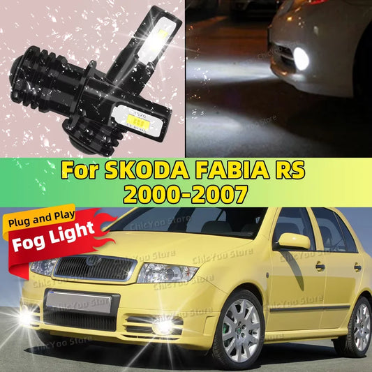 LED Fog Lamp Bulbs Car Front Fog Light White 6000K High Bright For SKODA FABIA RS 2000 2001 2002 2003 2004 2005 2006 2007
