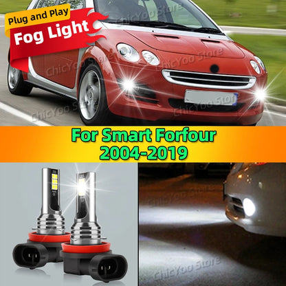 6000K Front Fog Light LED Bulb Accessories Lamp Canbus 80W For Smart Forfour 2004-2019 2007 2008 2009 2010 2011 2012 2013 2014