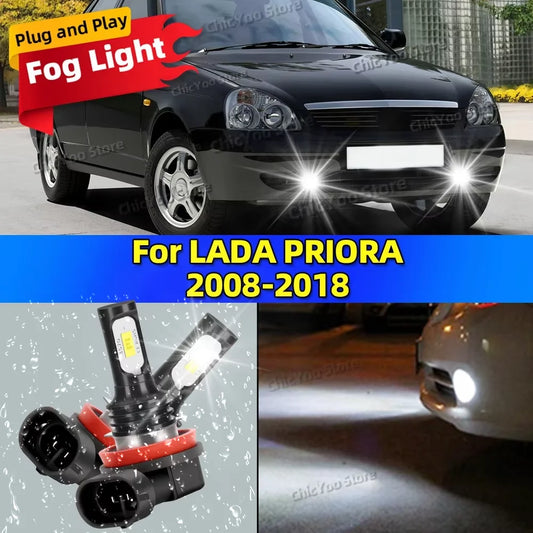 2x Front Fog Light Accessories LED Bulb 20000LM Ultra Bright Lamp For LADA PRIORA 2008-2018 2009 2010 2011 2012 2013 2014 2015