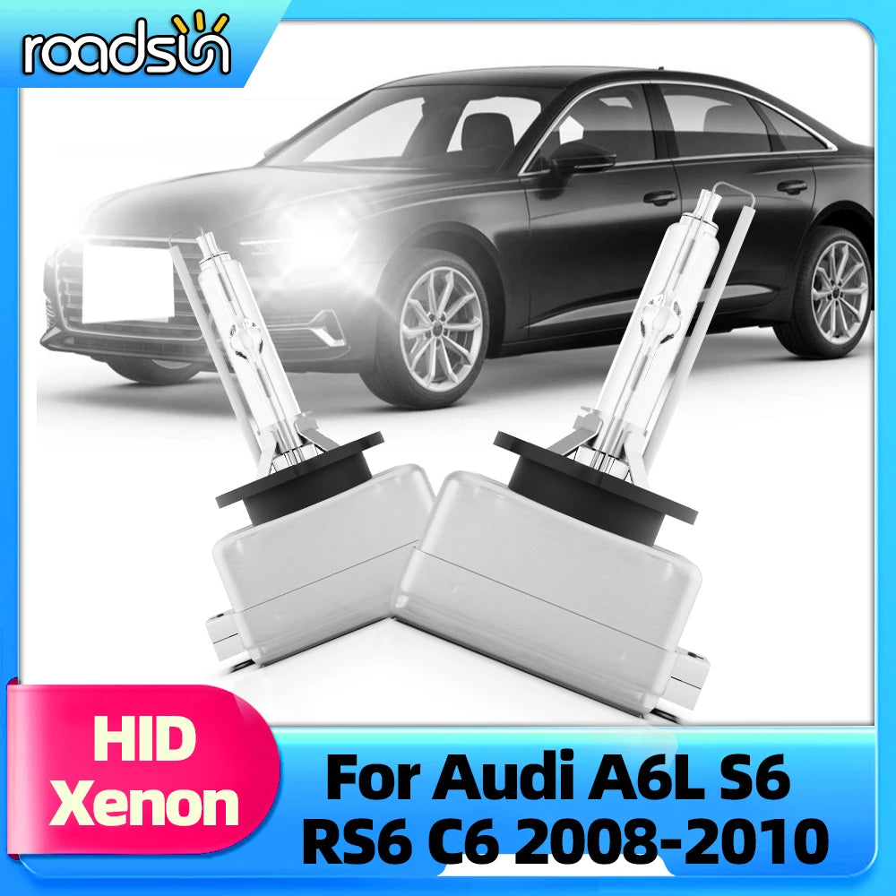 Roadsun 2x HID Xenon Headlights D3S HID 6000K 8000K For Audi A6L S6 RS6 C6 2008 2009 2010 Car Front Lamps DC 12V 35W Auto Bulbs
