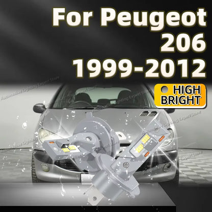 2Pcs 25000LM H4 9003 LED Headlight Bulbs Canbus 6000K White Auto Light For Peugeot 206 1999-2012 2006 2007 2008 2009 2010 2011