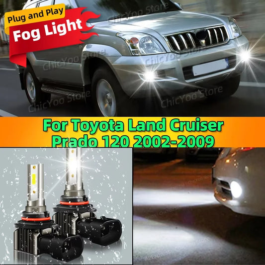 2pcs Car Fog Lamp 15000LM Front Fog Light Bulbs LED Chip For Toyota Land Cruiser Prado 120 2002 2003 2004 2005 2006 2007 08 2009