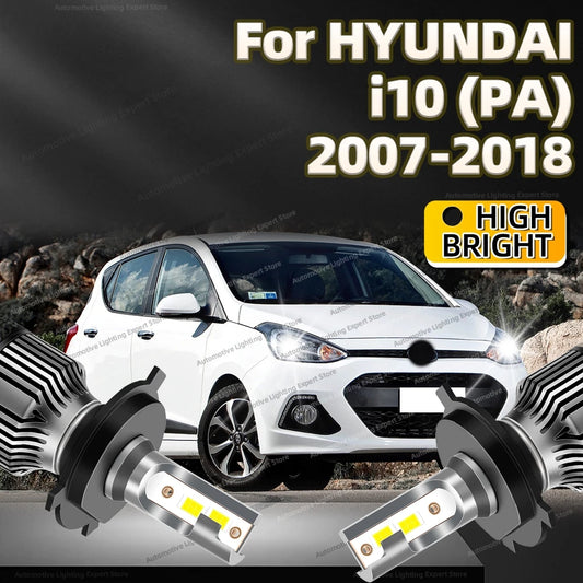2Pcs LED Headlight 30000LM H4 Car Lamp 6000K Turbo Auto Lights For HYUNDAI i10 PA 2007-2018 2010 2011 2012 2013 2014 2015 2016
