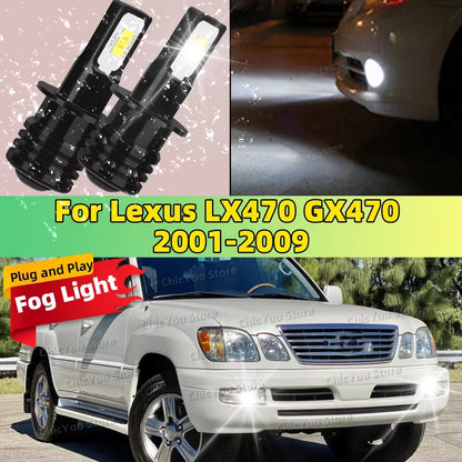 LED Fog Lamp Bulbs Car Front Fog Light White 6000K High Bright For Lexus LX470 GX470 2001-2009 2004 2005 2006 2007 2008