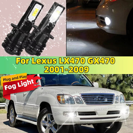 LED Fog Lamp Bulbs Car Front Fog Light White 6000K High Bright For Lexus LX470 GX470 2001-2009 2004 2005 2006 2007 2008