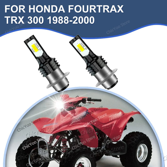 2PCS Motorcycle LED Headlight Bulbs Plug and Play 12V 80W CANbus For Honda Fourtrax TRX 300 1988-2000 1997 1998 1999